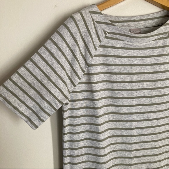 Chico’s Zenergy Size 1 Striped Gray and Green Dress - Picture 4 of 7